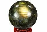 Flashy, Polished Labradorite Sphere - Great Color Play #105732-1